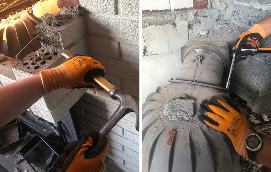 Borttagning av stor eldstad.